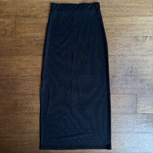 Black Ribbed Stretch Midi Skirt – Size Small